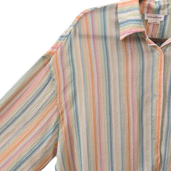 NWT Lovers & Friends Catalina Button Down Shirt in "Rainbow Stripe" Size XS - Picture 6 of 12